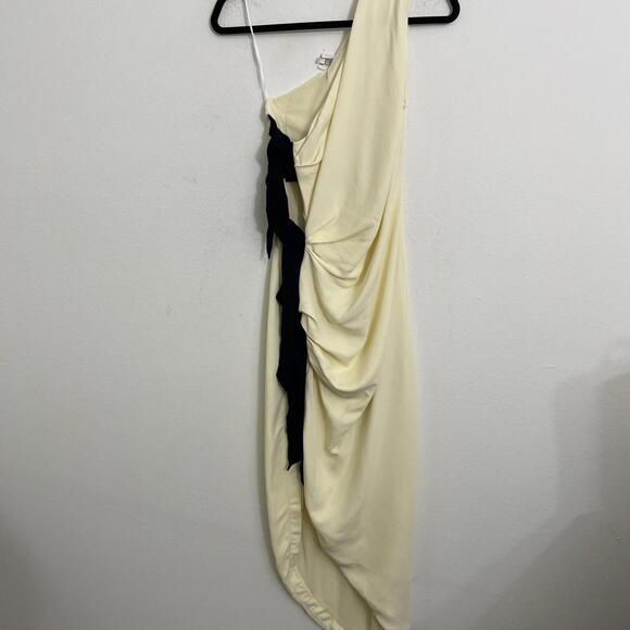 Helsa The Seline Dress butter yellow asymmetrical open-sided bow-tie XS NWT $369 - Picture 7 of 14